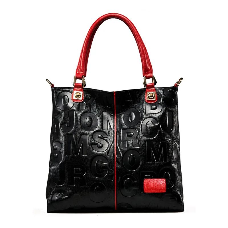 

Fashion embossed letter bag luxury genuine leather handbags ladies tote handle handbags for women custom logo designer handbag