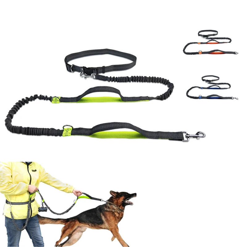 

Upgrade Competitive Price Elastic Belt 3 In 1 Bungee Hands Free Running Dog Leash, Green, orange, blue