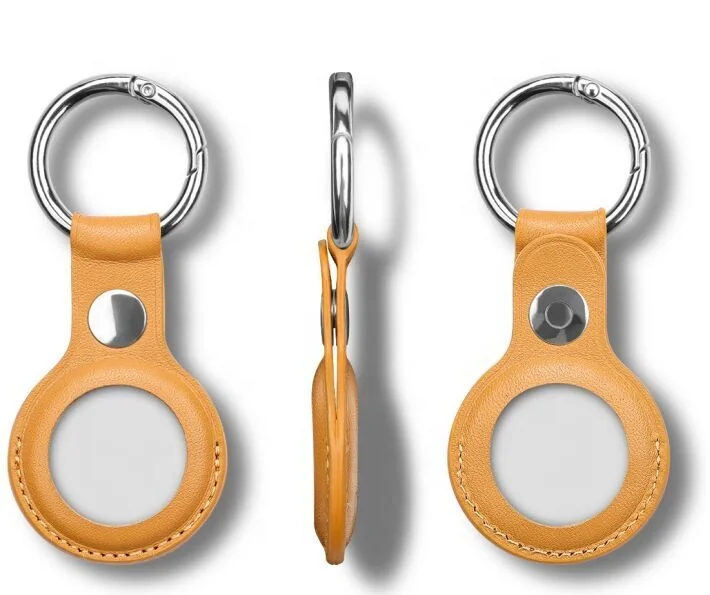 

hot sale Protective Bumper Leather Case Keychain for Apple AirTag, 8 colors option