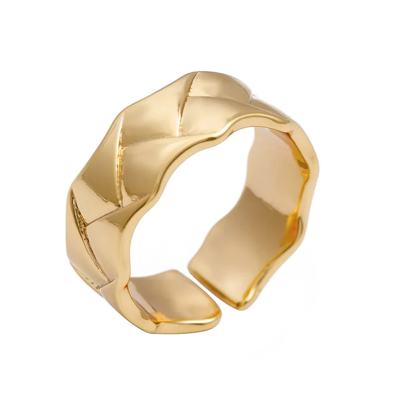 

Geometric Gold Plated Fashion Accessories Adjustable Ring Copper Widening Index Finger Rings