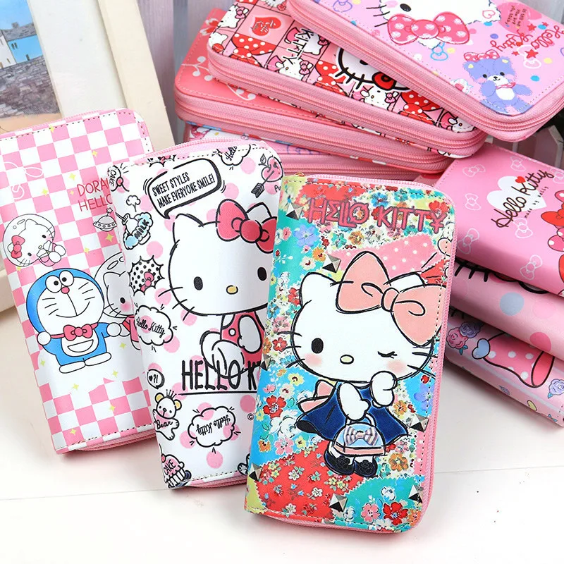 

PU Leather Cartoon Lovely Phone Purse Hello Kitty Frozen Elsa Wallet Storage Bag Kids Girls Portable Card Holder Anti-Lost Bag