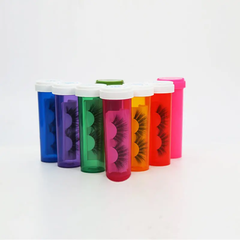 

New Style Private Label Lashes Case 25mm Mink Eyelashes Custom Pill Bottle Eyelash Packaging Box