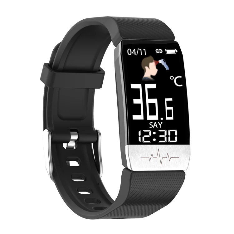 

Newest real temperature measurement smartwatch body temperature smart bracelet with time display, Black, blue, red