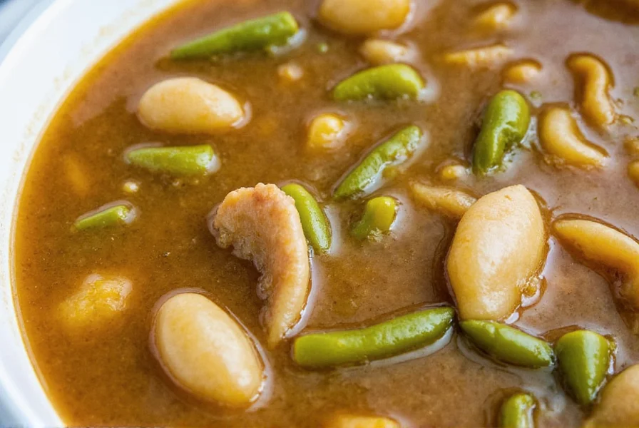 Green chile stew simmering in a large pot