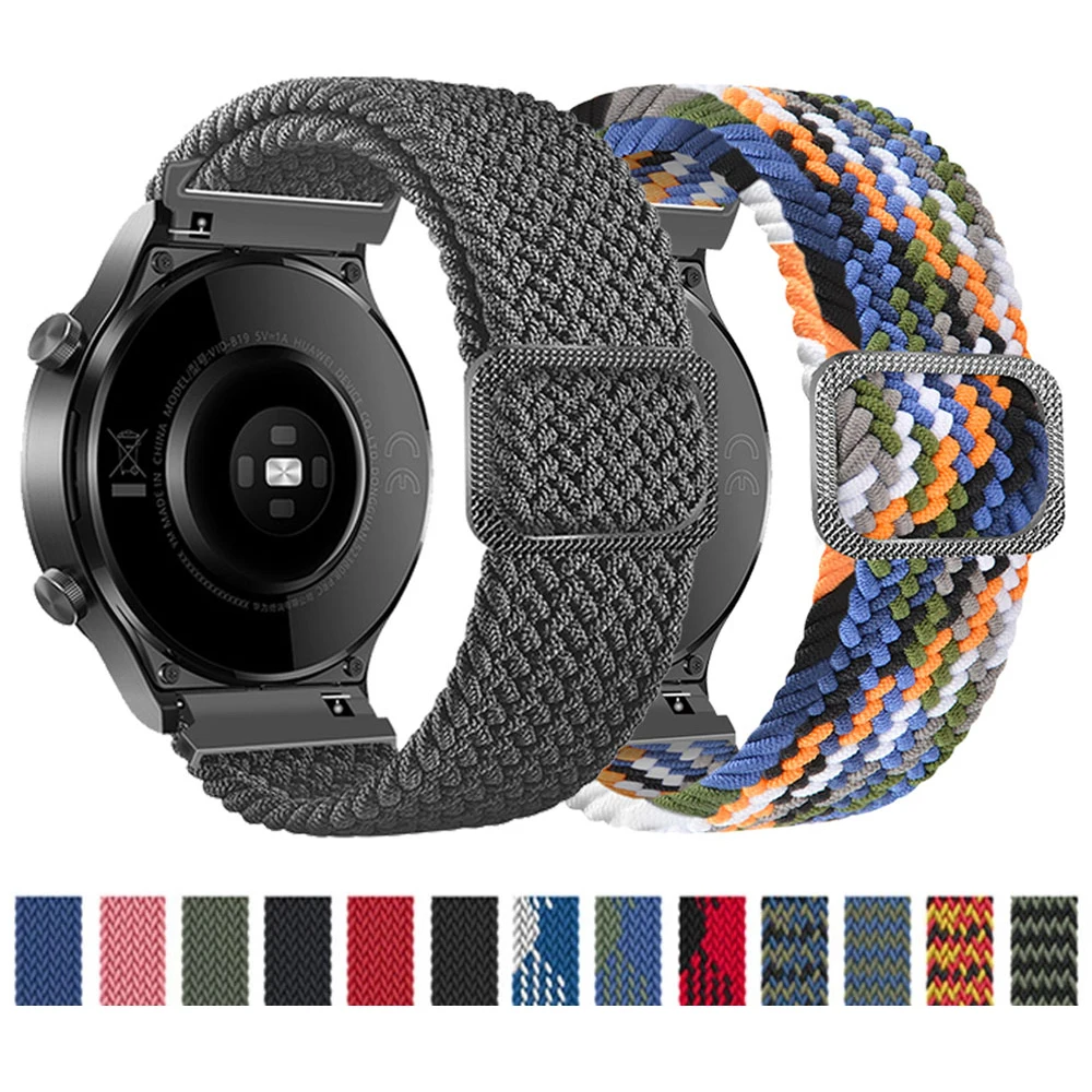 

Lianmi Braided Solo loop For Samsung Galaxy Active 2/3 Gear S2 Huawei Amazfit Stretch Adjustable Elastic Nylon Strap, Multi colors/as the picture shows