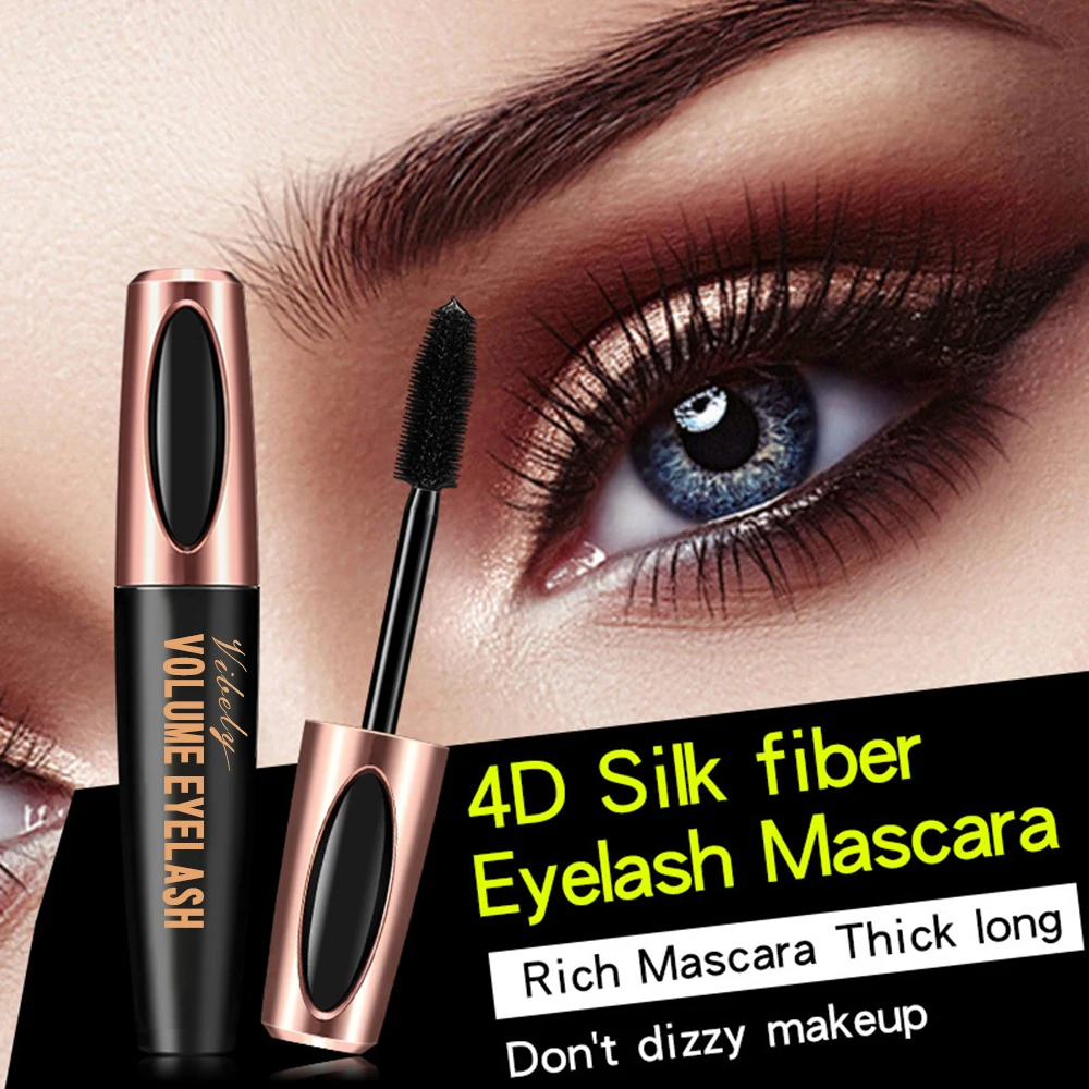 

Makeup Eyelash Extension Rimel Black Curling Thick Cruelty Free 4D Silk Fiber Waterproof Mascara