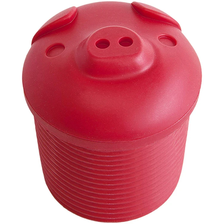 

A624 Creative Bacon Grease Container Kitchen-accessory Grease Collector Piglet Shape Food Grade Silicone Customized Logo PE Bag, Red