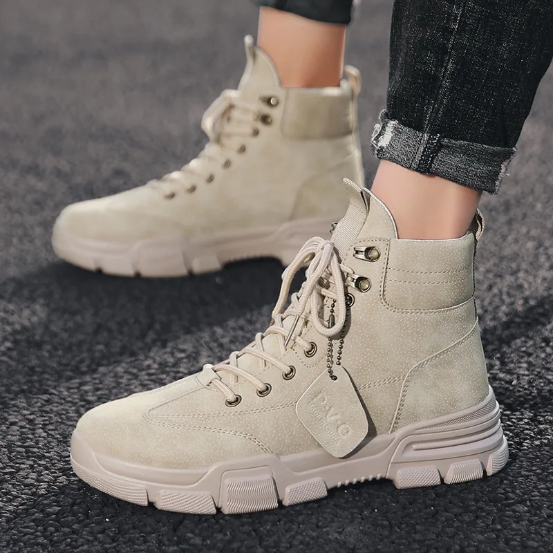 

Winter Trendy Men's Fleece Shoes Men's High-top Snow Boots All-match Casual Boots Warm Cotton Thick-soled Safty Shoes