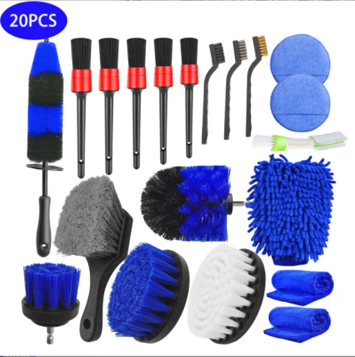 

Interior Car Wash Cleaning Tools Kit Tire Towels Drill Brush Window Scraper Set with Box Car Wash Equipment