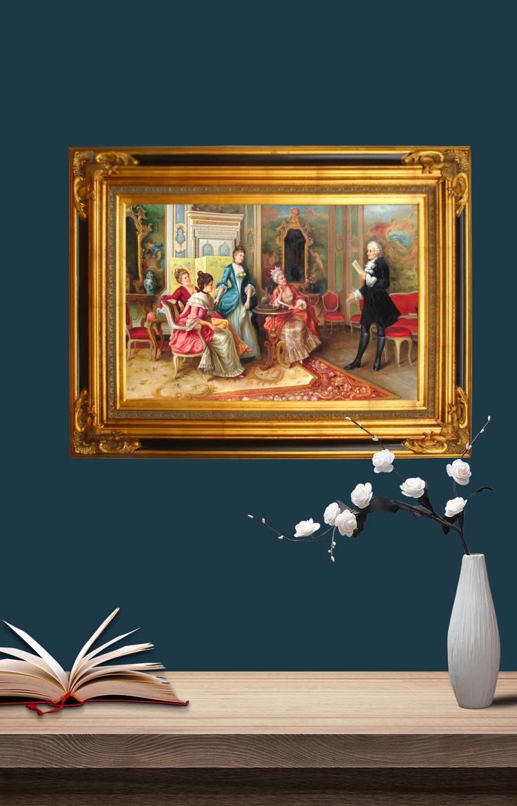 Wall Frame Design Large Golden Leaf Rococo Classical Wooden Oil