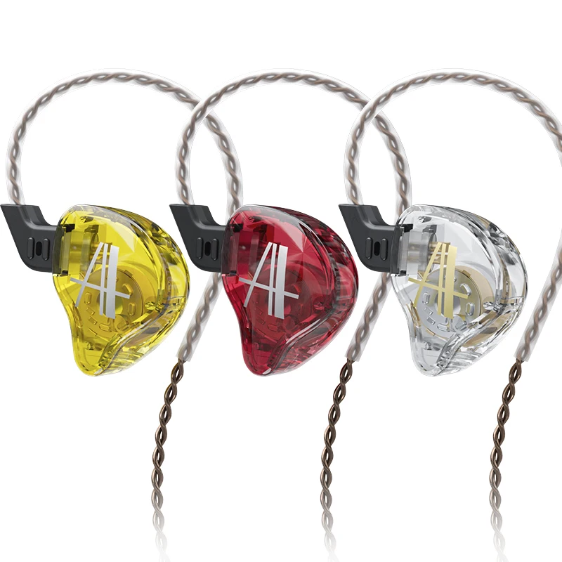 

CCA CA2 Earphones 1 Dynamic HiFi Bass Earbuds in Ear Monitor Headphones Sport Noise Cancelling Headset 3.5mm 2PIN, Crystal red yellow