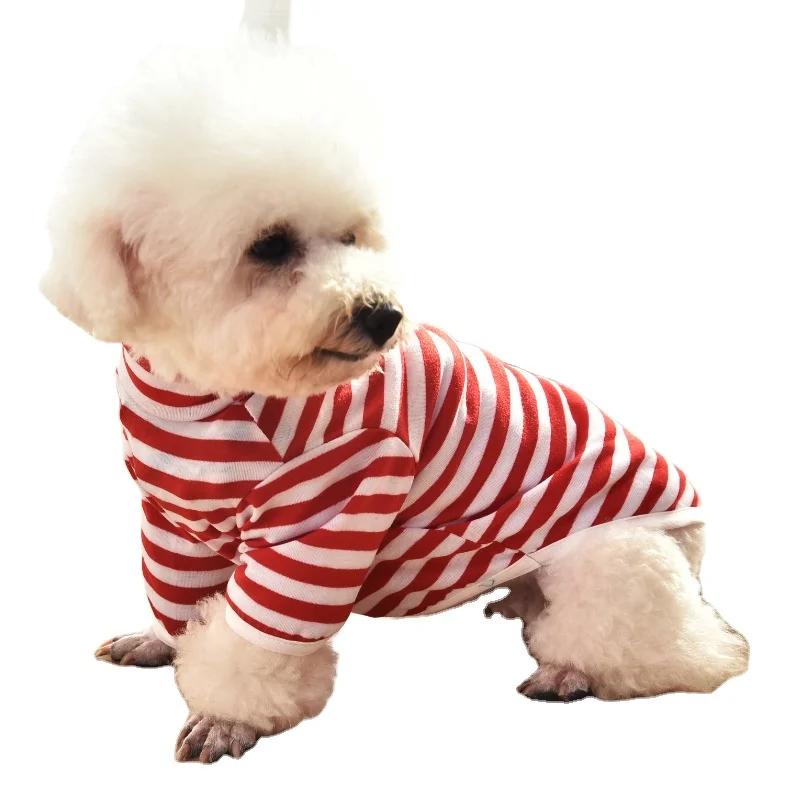 

2021 Accept Customization Beatuiful Striped Cotton Comfortable Pet Summer Clothing for Animals, Red stripes, blue stripes, orange stripes, black stripes