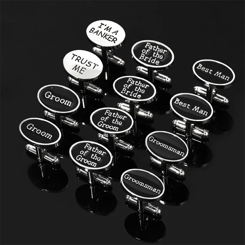 

New arrivals 2023 hot sale oil drip letters engraved simple business suit custom cufflinks