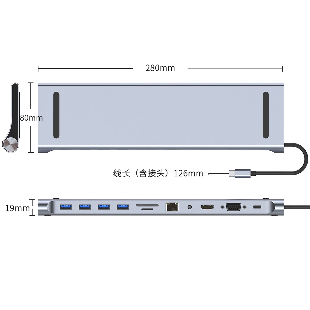 

oem multimedia audio laptop computer displayport adaptor sockets type c usb hub, Silver