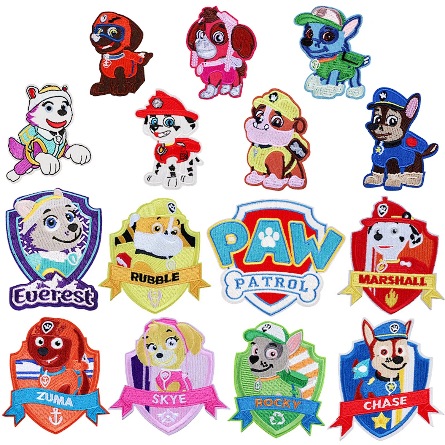 

Dogs WANGWANG Groups Motif PawPatrol Sew On/Iron On Applique Kids Embroidered Decoration Patches for Children Jeans Clothing