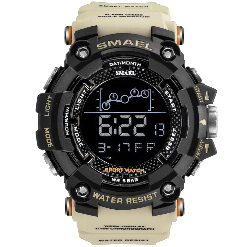 
2019 Smael 1802 military sport LED digital man wristwatches 5ATM water resistant with TPU rubber strap 