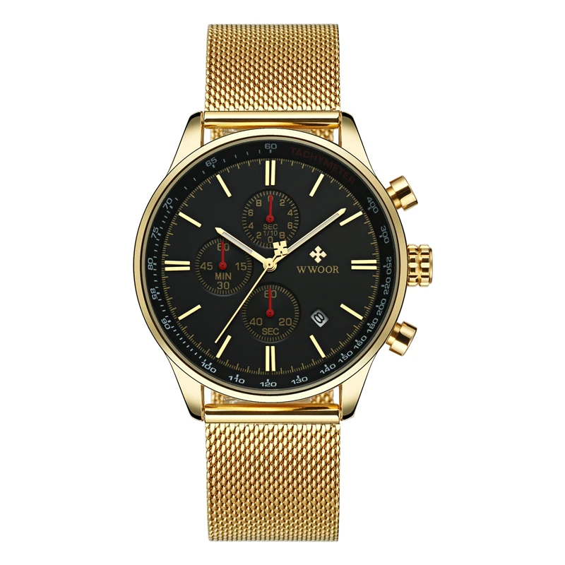 

WWOOR 8862 Top Brand Luxury Men Watches Business Chronograph Waterproof Stainless Steel Sport Men Quartz Wrist Watch Male Clock