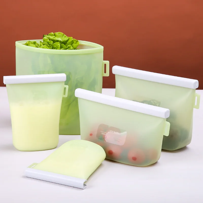 

Customized BPA Free Reusable Silicone Food Storage Bag Ziplock