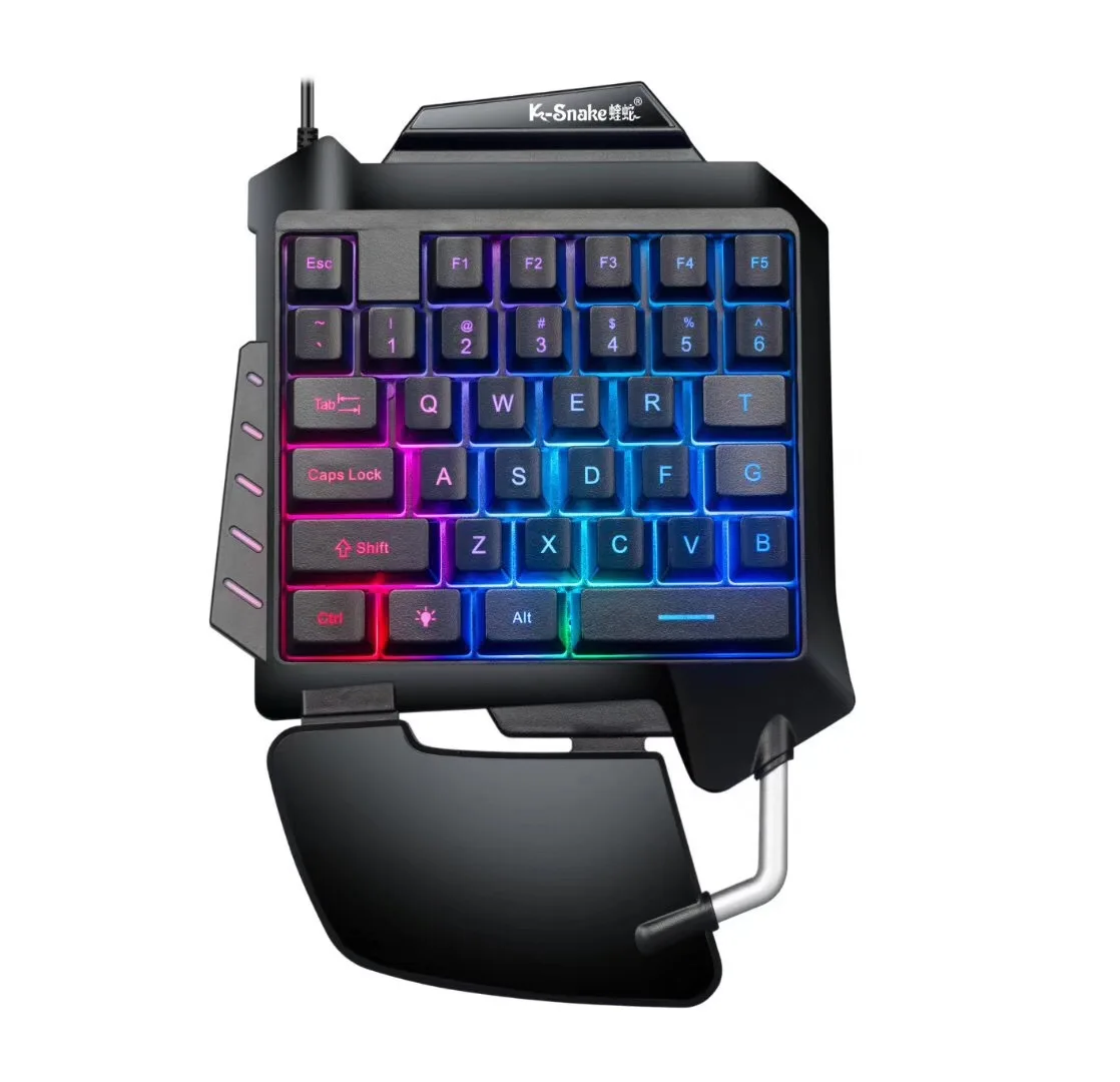 

Wholesale Single-handed Mechanical Gaming Keyboard RGB Backlit USB 35 Keys Wired Game Keyboard