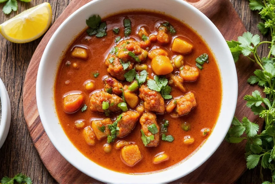 Chupe de camarones served with rice and avocado