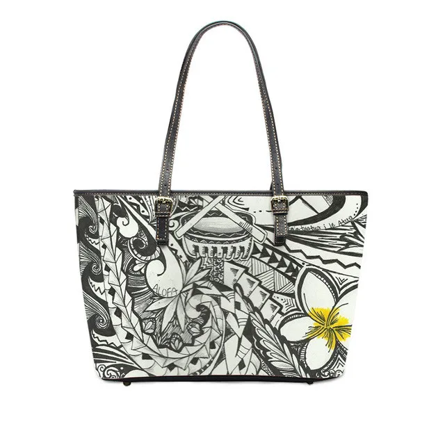 

PU Leather Purses and Handbags Women Africa Polynesian Traditional Tribe Style Luxury Bags Women Handbags Shoulder Totes