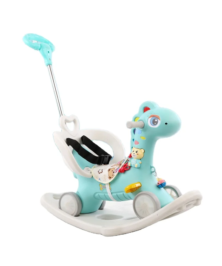 

High quality rotating light music toddlers walkers plastic children unicorn cartoon baby rocking horse toys best-selling product, Red