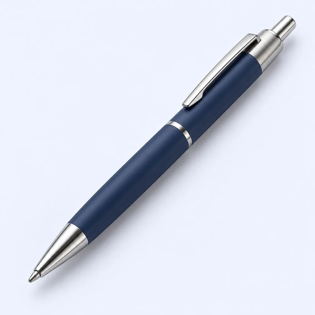 Matte Navy Blue Custom Metal Ballpoint Pen with Silver Clip