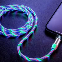 

3 in 1 LED Glow Flowing magnetic Charger usb cable Type C Micro USB C 8 Pin Charging for 8 pin android magnetic Cable