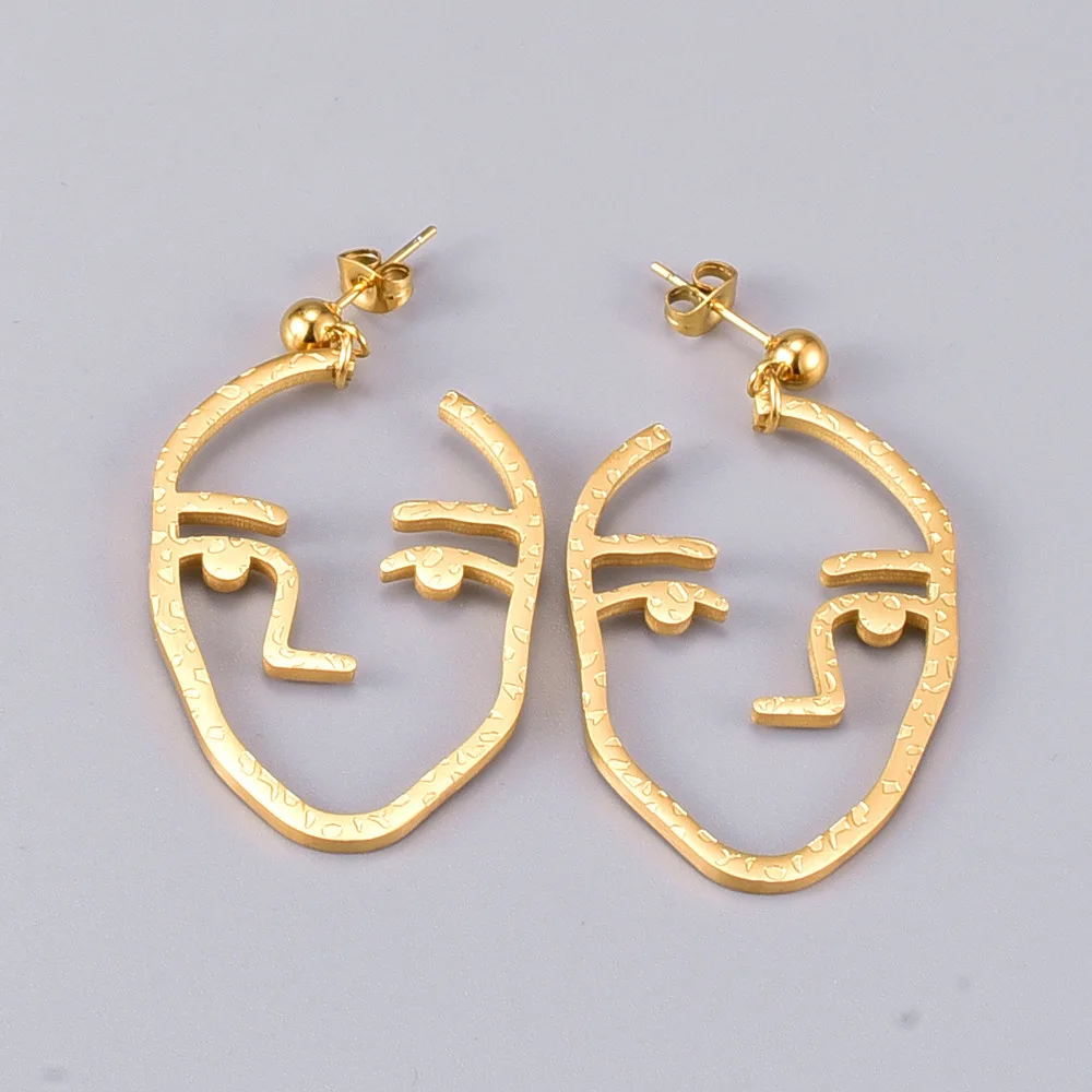 

Personalized Jewelry 316L Stainless Steel Abstract Human Face Dangling Earrings