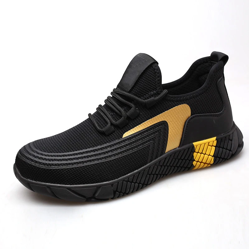 

New design breathable safety shoes lightweight men work shoes rubber sole, Yellow,red