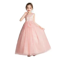 

White Mesh Sequin Long Lace Maxi Princess Evening Dress Children Party Dress For Girl