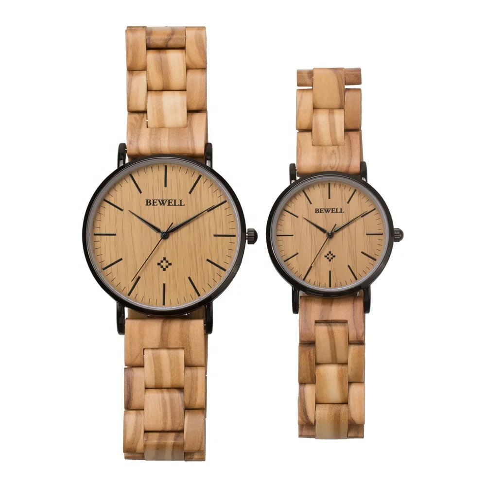 

New Hot Selling Steel Case Water Resistant Wood Dial and band customized BEWELL wooden watch