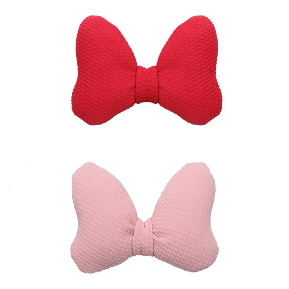 

5" Solid Bullet Fabric Girl's Handmade Hair Bow 2020 Popular DIY Hair Accessories For Women Headwear Kids Barrette, Red/lt pink