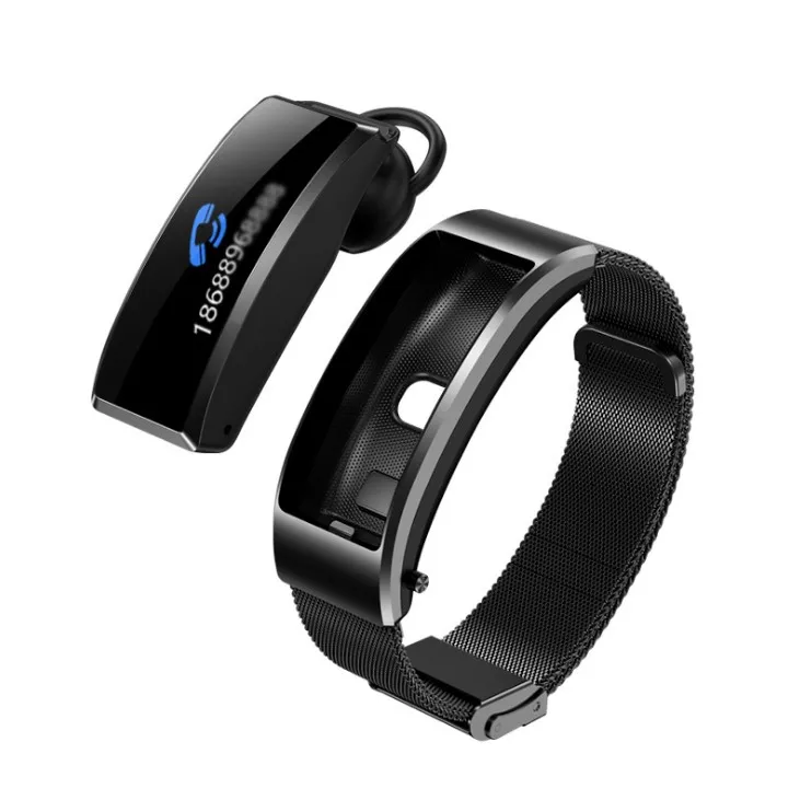 

Bluetooth 2 In 1 Earphone Watch Smart Watches Earbuds Bracelet, Black, gold