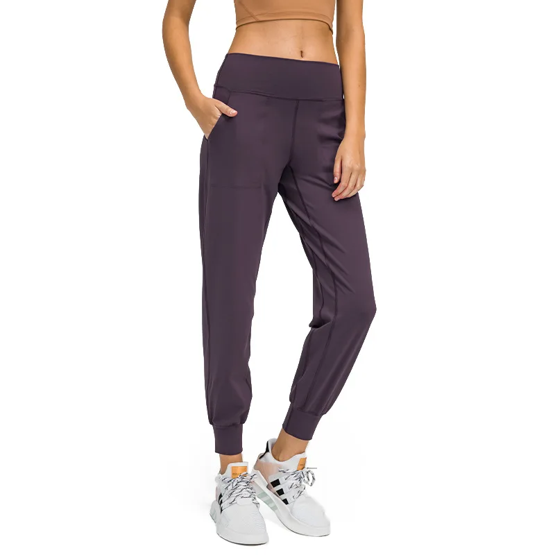 

New skin-friendly nude loose straight-leg yoga pants women's quick dry sports fitness pants slim and thin ankle-length pants
