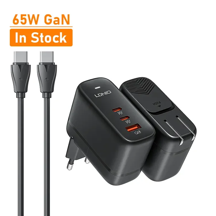 

LDNIO Q366 Newest GaN US EU UK Plug Technology 65W High Power Type-c PD Wall Travel Charger for Mobile Phone/Laptop/Tablet