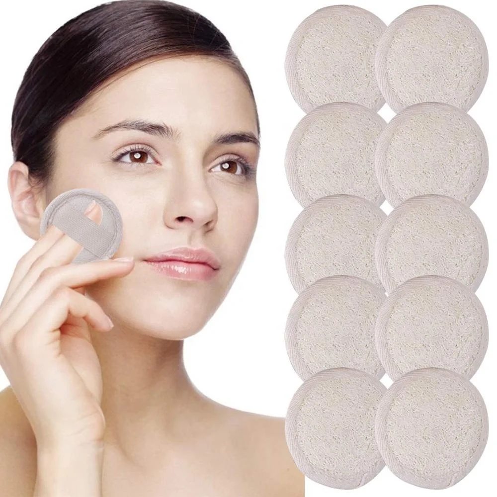 

Sopurrrdy 10PCS Reusale Makeup Remover Pad Loofah Sponge Natural Facial Clean Pad Skin Care Wash Pad