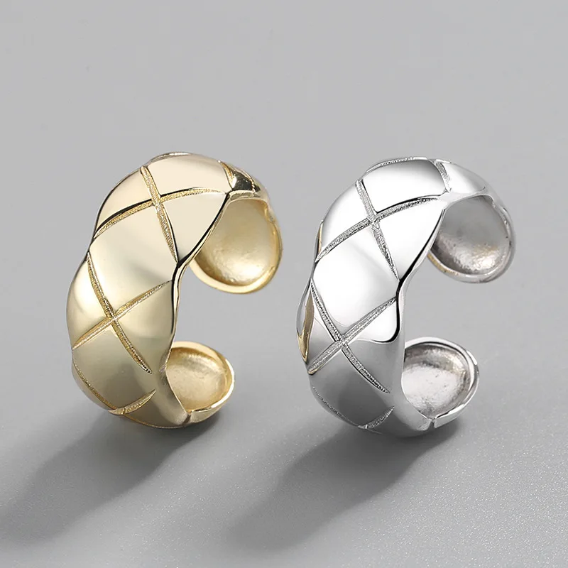 

Daidan Chunky Irregular Ring Gold Rhombus 18K Gold Plated Signet Resizable 925 Silver Adjustable Rings