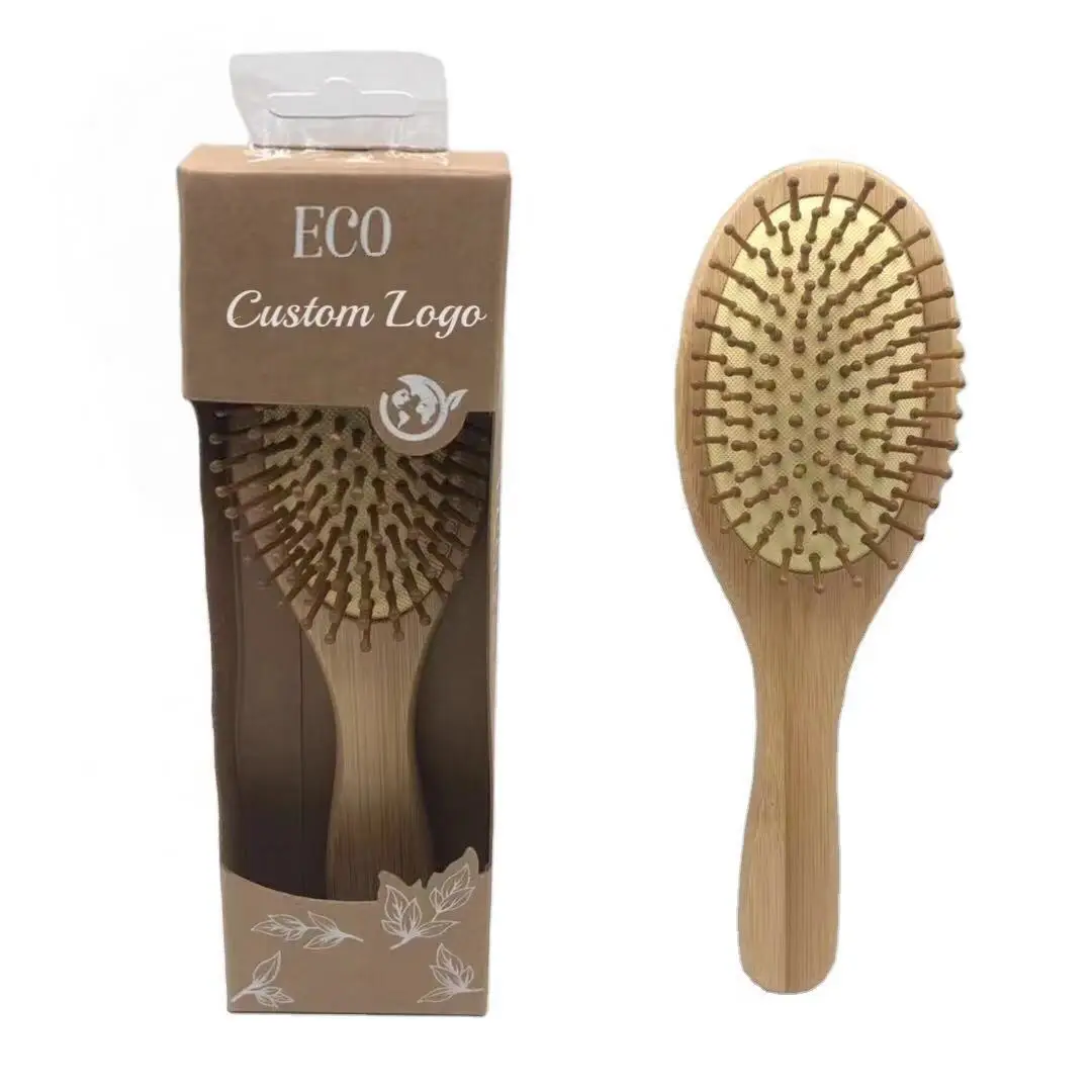 

Eco Friendly Wood Massage Hair Brush Detangling Hair Brush Wooden Bamboo Paddle Hairbrush Hair Brush, Natural bamboo color