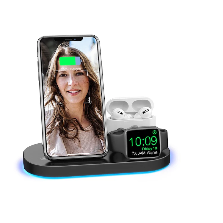 

Qi USB C Portable Mobile Magnetic 3 in 1 Fast Charging Wireless Charger for Apple Series Phones Earphone Smart Watch