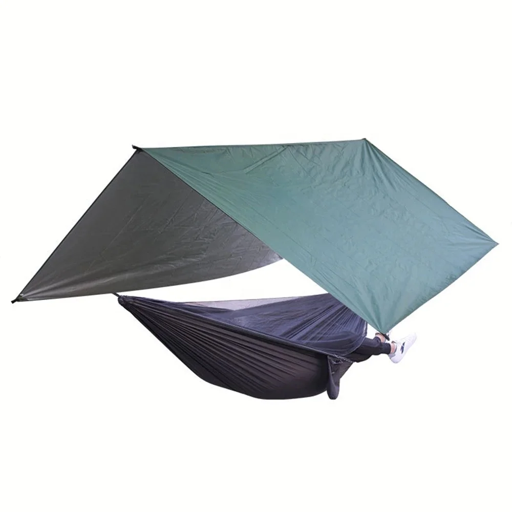 

Multifunctional Ultra-Light Outdoor Tarpaulin Awning 3-4 People Awning Garden Hammock Canopy Moisture-Proof Cushion Portable, Black