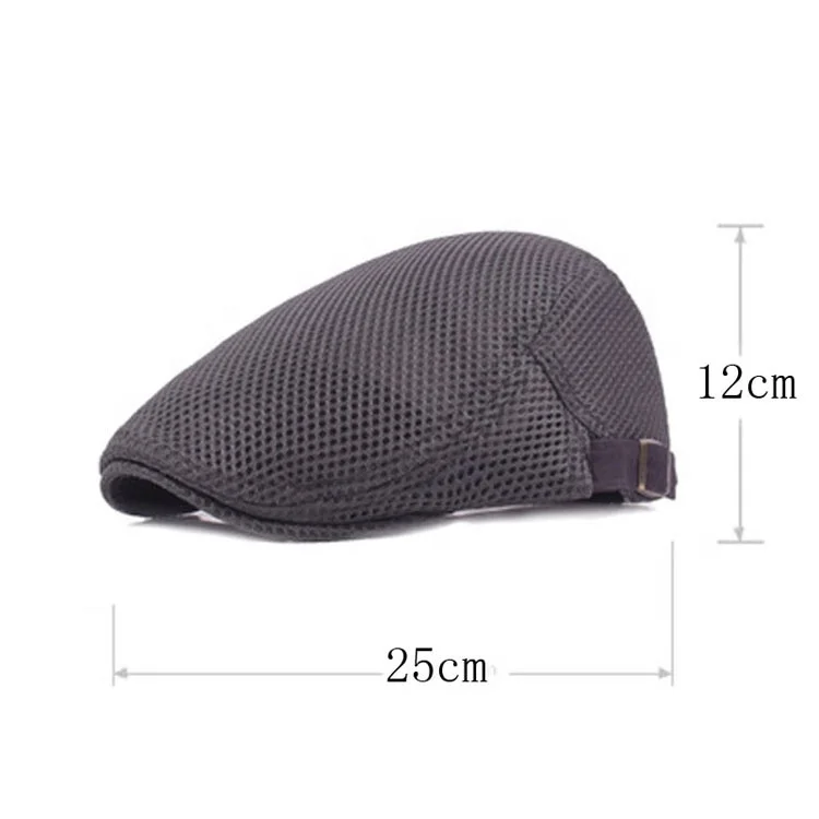 

MIO Custom Logo Plain Mesh Summer Hat Adjustable Newsboy Beret Cool Ivy Caps Breathable Cabbie Cap for Men