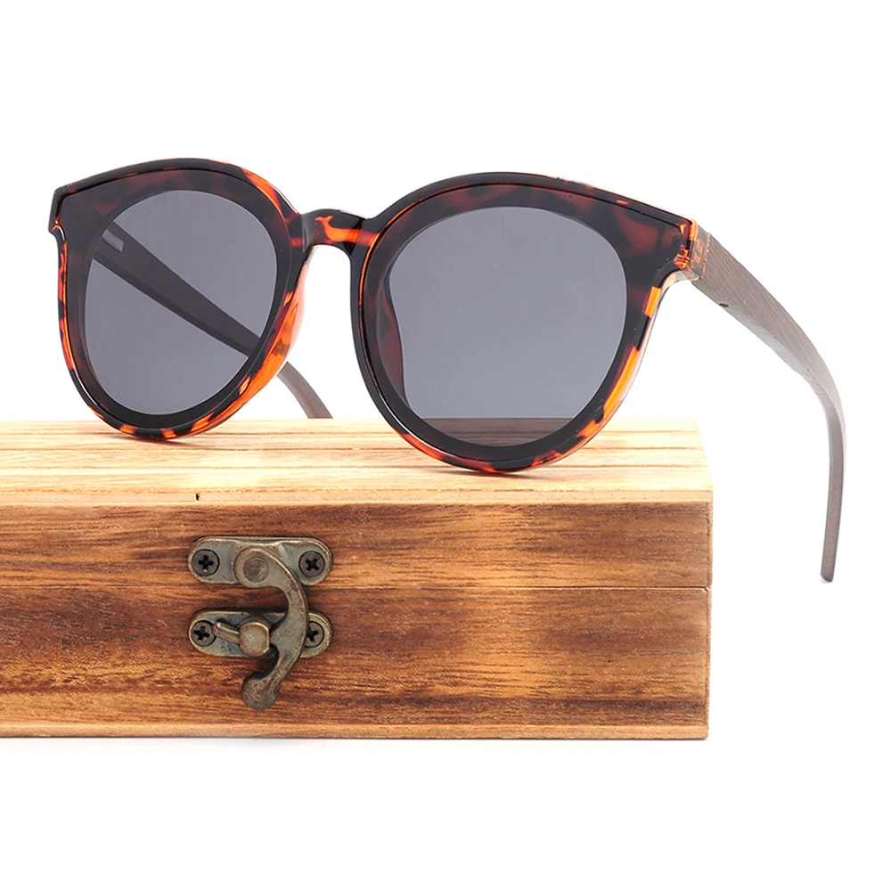

Brand designer bamboo temple sunglasses PC frame wooden sunglasses