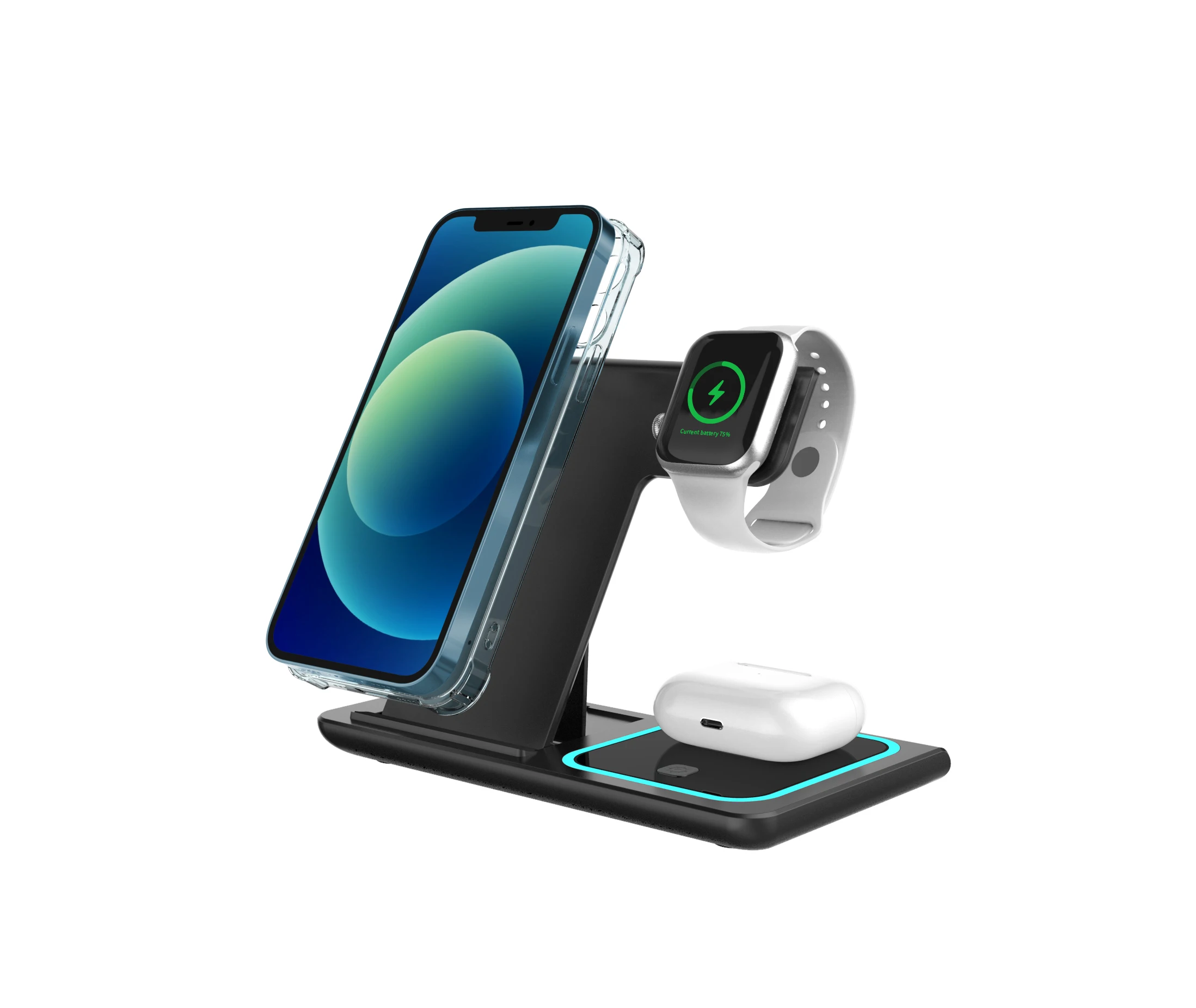 

2021 Upgraded 3 in 1 Wireless Charger Stand with Breathing Indicator Compatible with IPhone 13,Apple IWatch 7,AirPods Pro