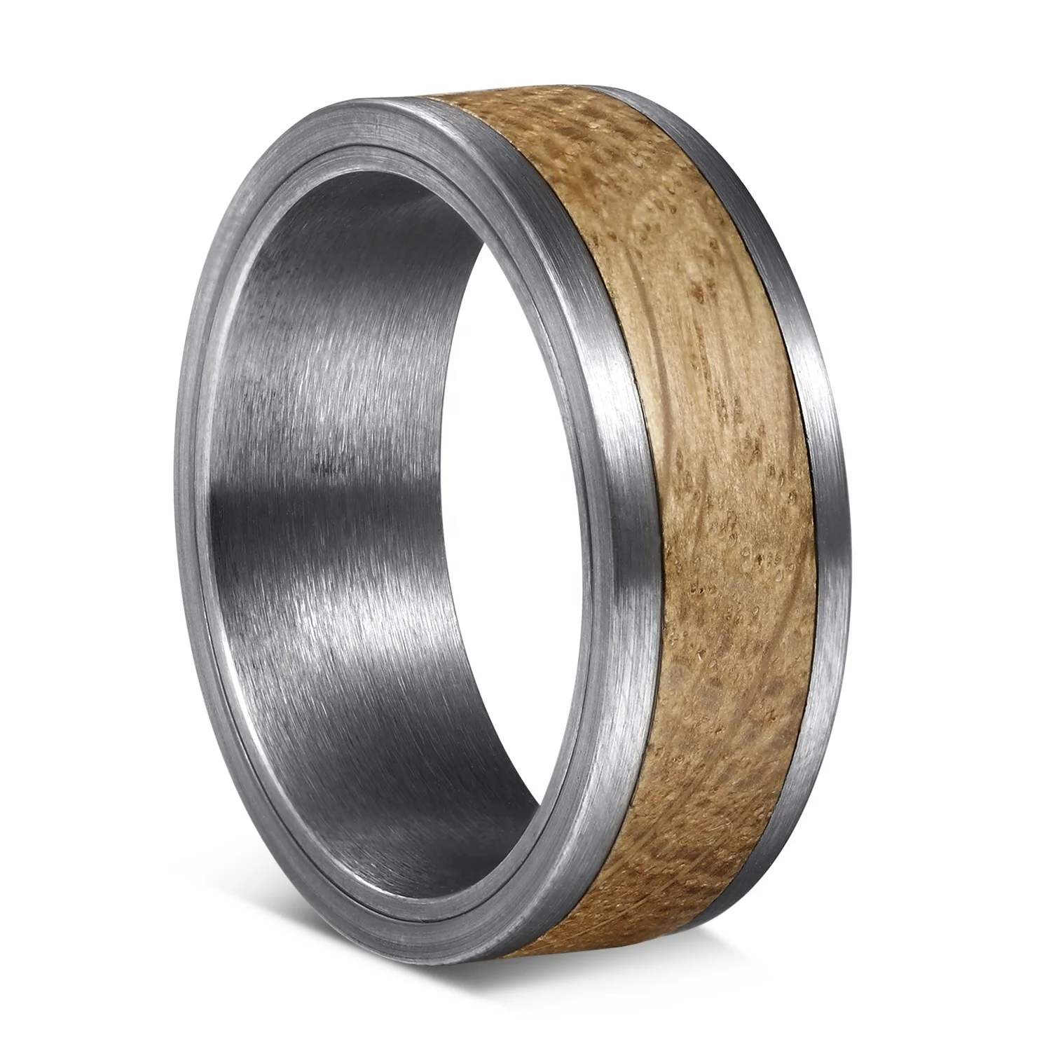 

R004 Men's Ring Tungsten Steel Band Engagement Wood Ring