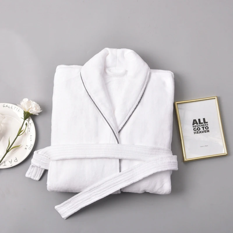 replacement oem high quality 100% cotton kimono collar white bath robe