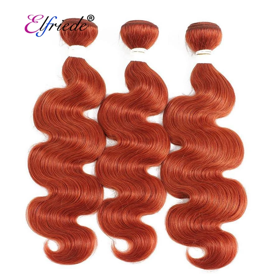 

Dark Orange Body Wave Hair Weaving Bundles Brazilian Remy Human Hair Weaves 3 Bundles Per Pack XTHW-186