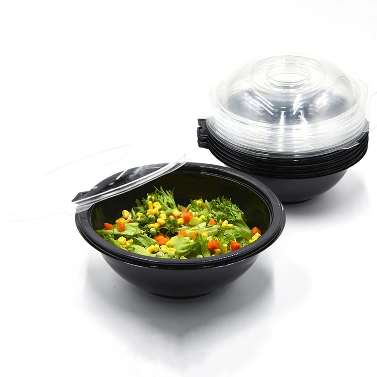 

160oz disposable clear plastic large fruit salad container with lid plastic bowls, Transparent, black