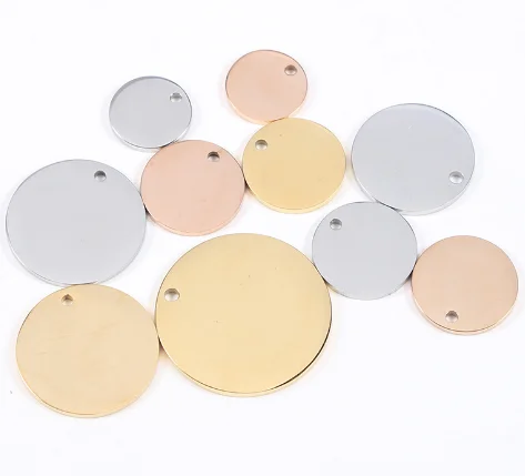 

Round Circle Charms Accessories 15mm 20mm 25mm Stainless steel Silver Rose Gold Charm For Kids Accessories