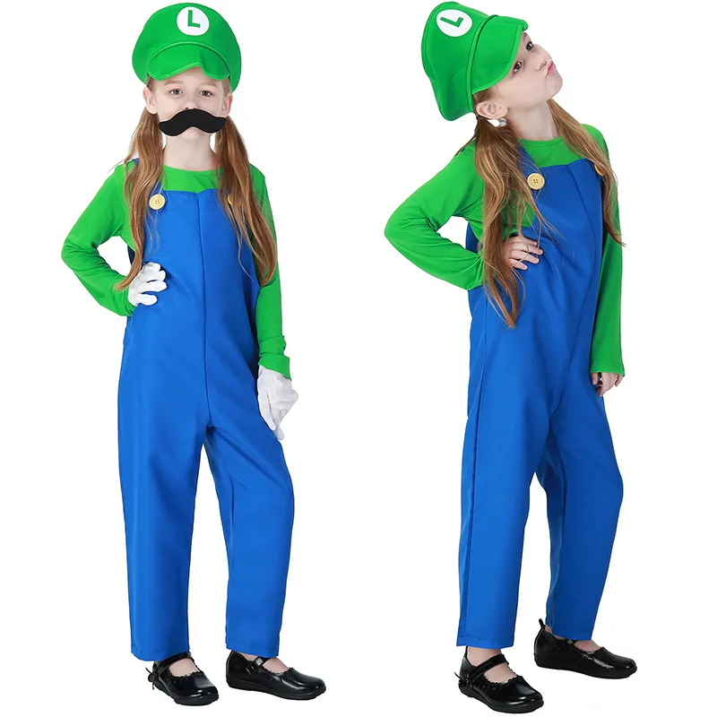 

Halloween Costumes Funny Super Mario Luigi Brother Costume Kids Children Boys Girls Cosplay Mario Costume